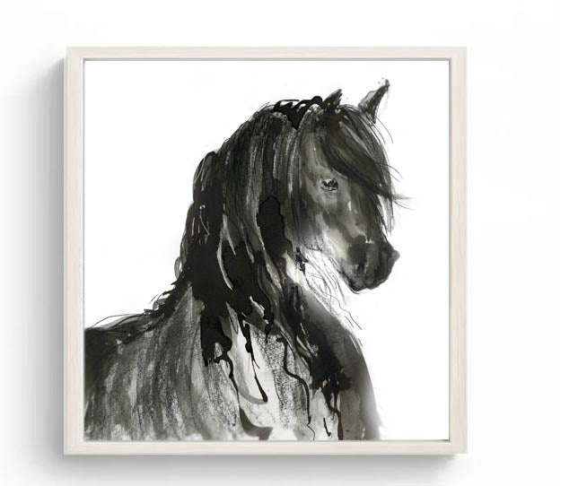Limited Edition Square Canvas Print Friesian Horse image 3