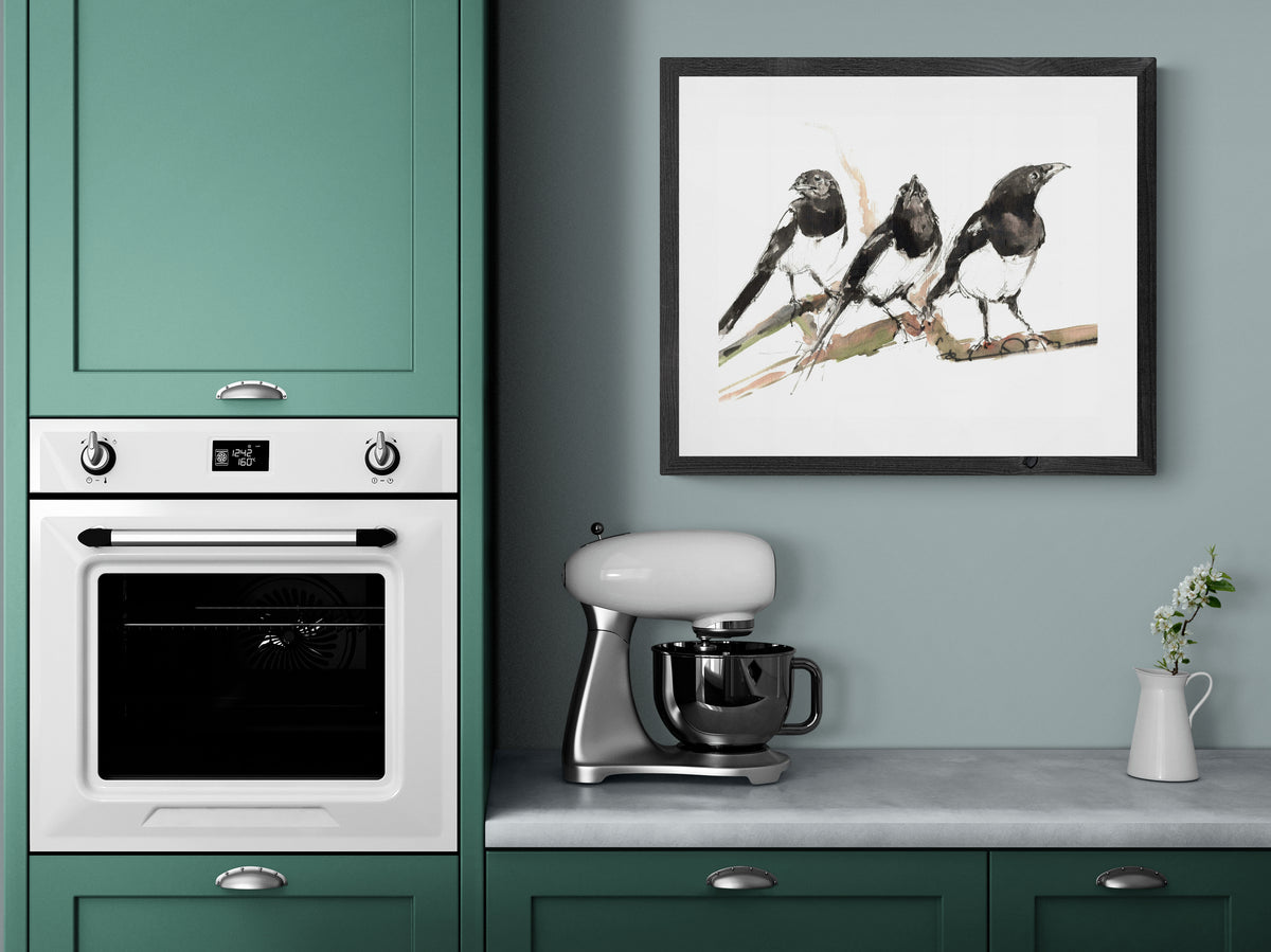 Framed Print The Three Magpie Stooges