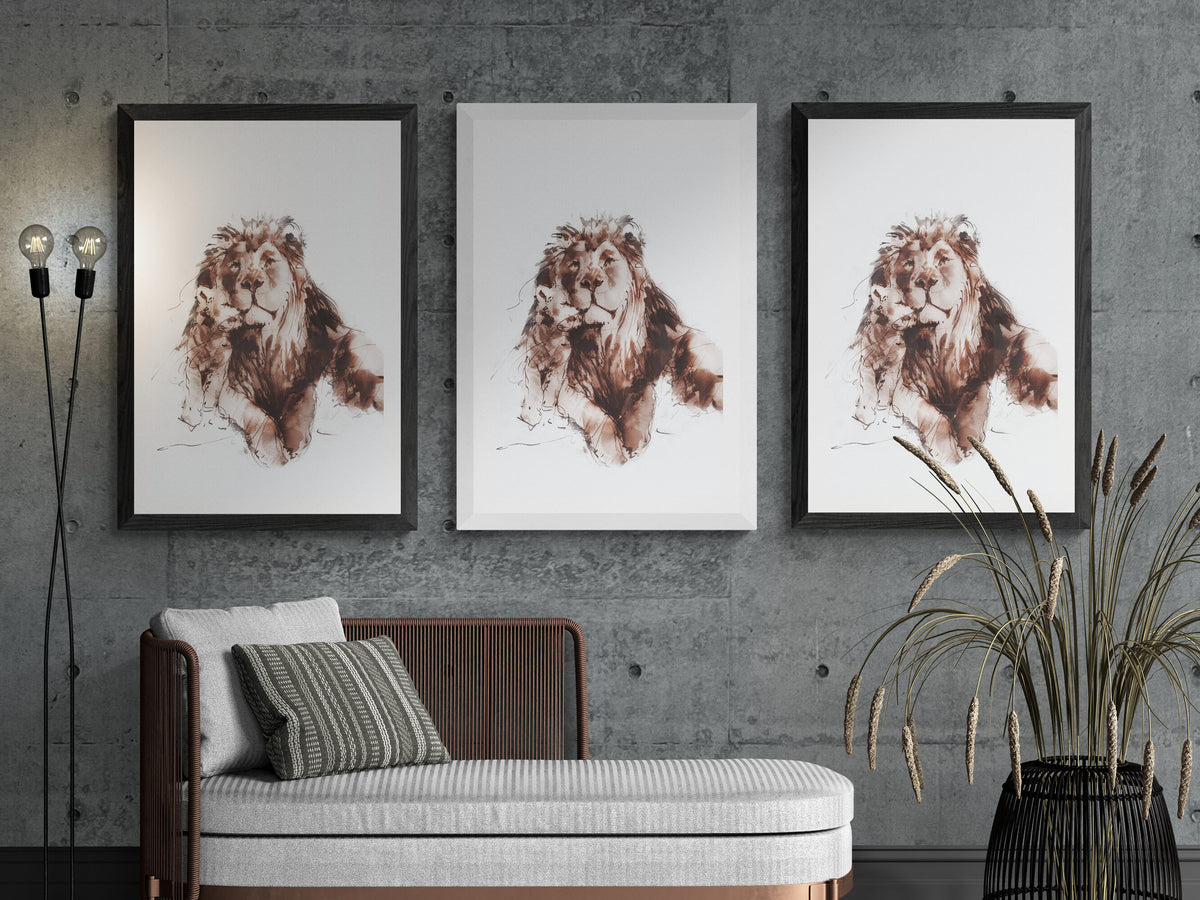 Framed Print Leo the Lion with baby cub Leni image 0