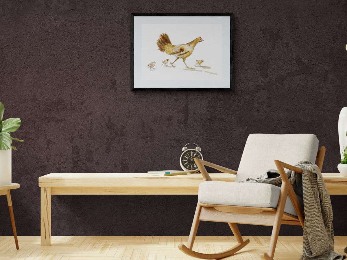 Framed Print Cheryl the Hen and her little ones image 0