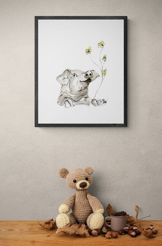 Framed Print Chester the Pig and his yellow flowers image 2