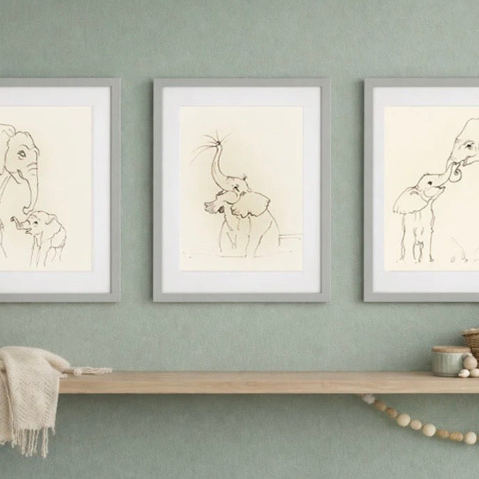 Elephant Family – Set of 3 Nursery Wall Art