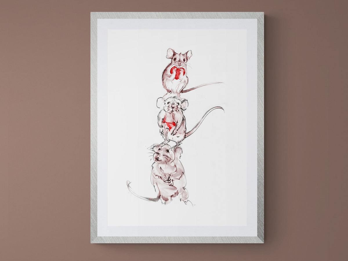 Wall Art Squeaky, Peep and Pip 3 adorable little mice drawings image 3