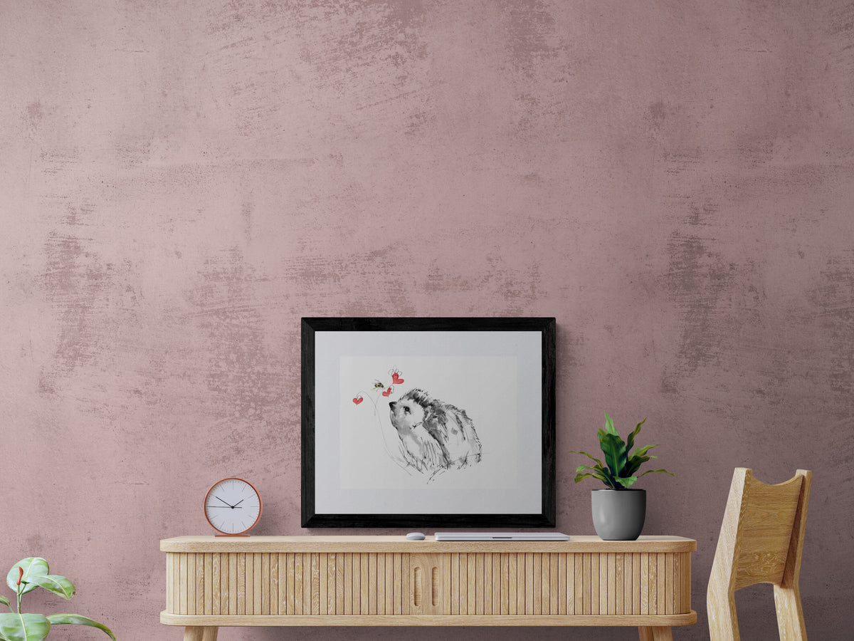 Framed Print Annabelle the Hedgehog with Bee and Hearts image 2