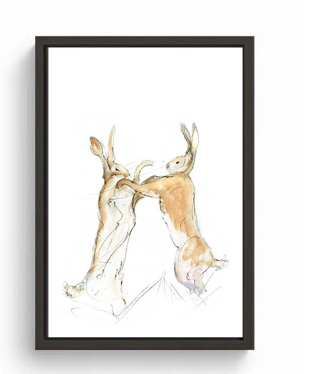 Limited Edition Canvas Print Chris and Ben  the Boxing Hares Bear wood Frame image 2