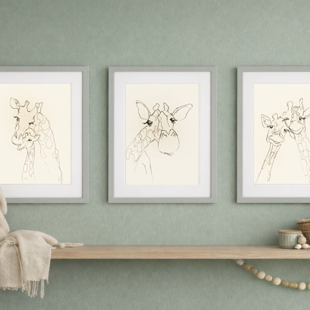 Giraffe Family – Set of 3 Nursery Wall Art