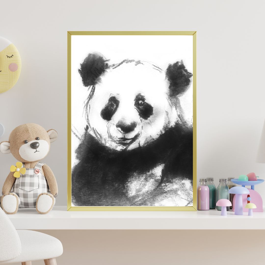 Gentle Panda Nursery Wall Art – Portrait Wildlife Print