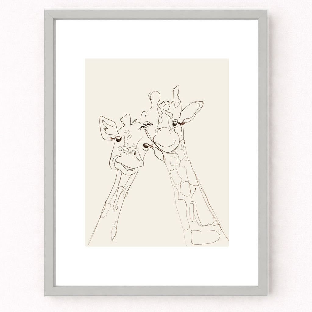 Side By Side - Giraffe – Nursery Wall Art Print | Safari Animal Baby Room Decor