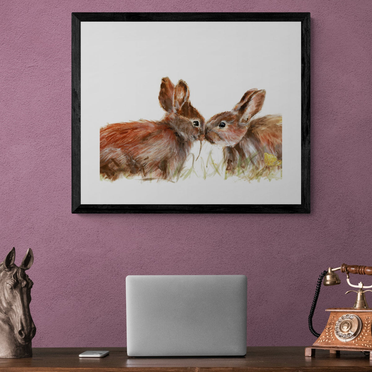Framed Print Hazel and Bluebell the Rabbits