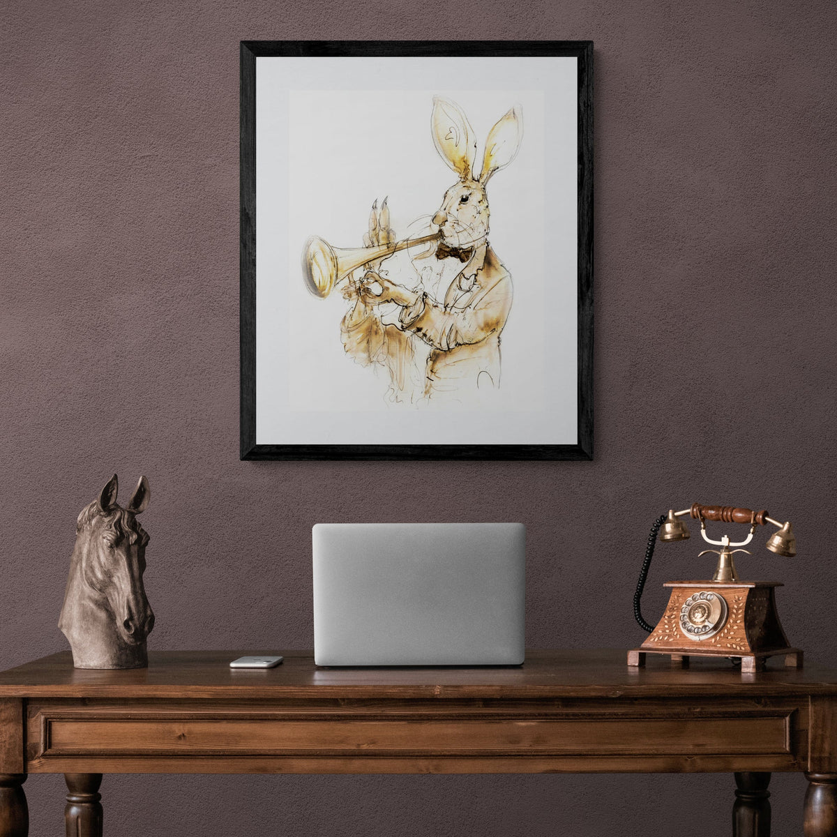 Framed Print Ronny the Jazz Playing Hare image 0