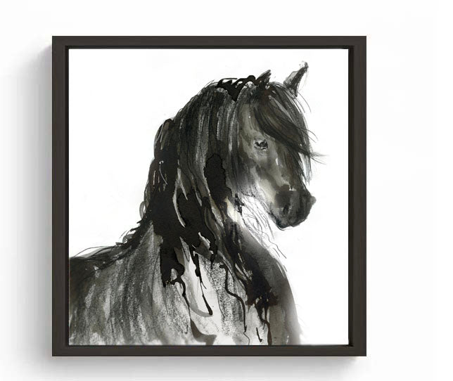 Limited Edition Square Canvas Print Friesian Horse image 1