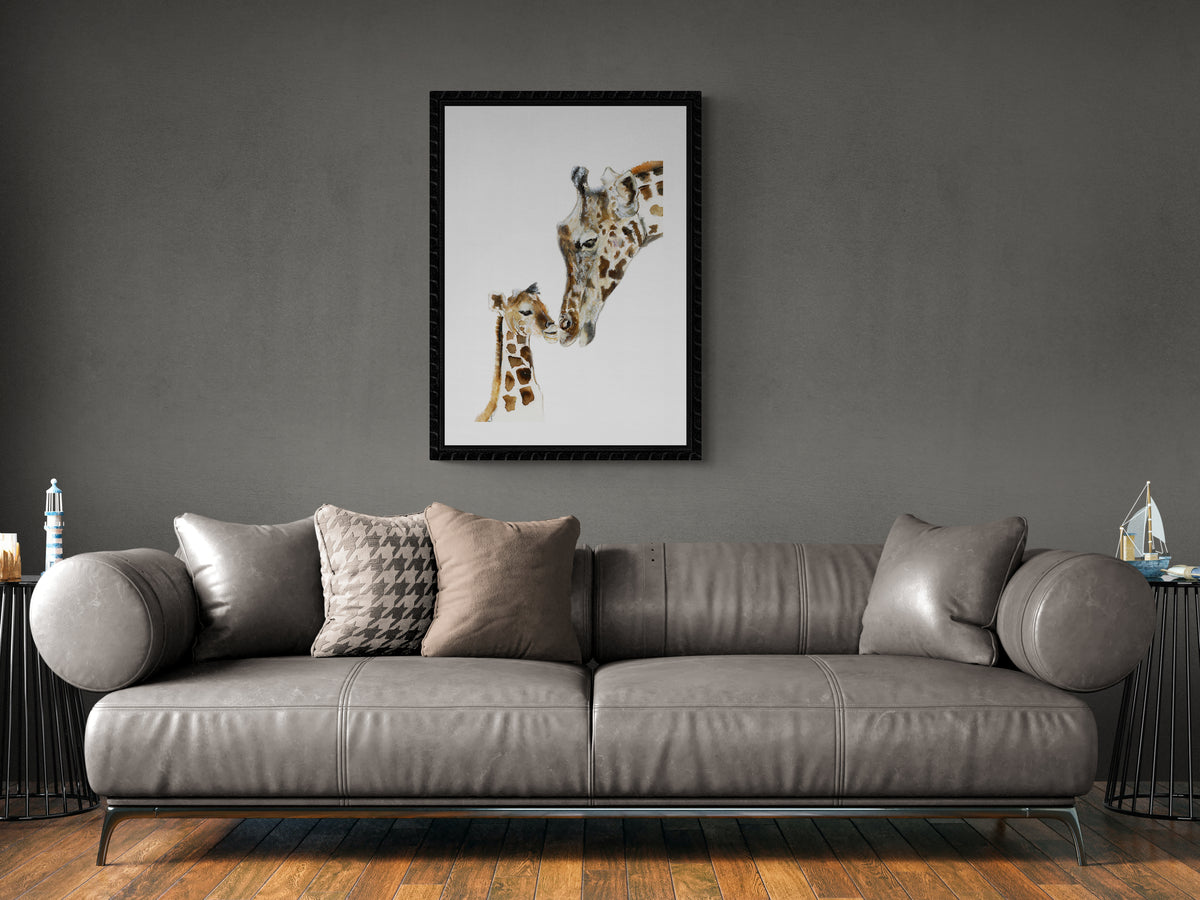 Framed Print Lara & Baby Jerry the Giraffes