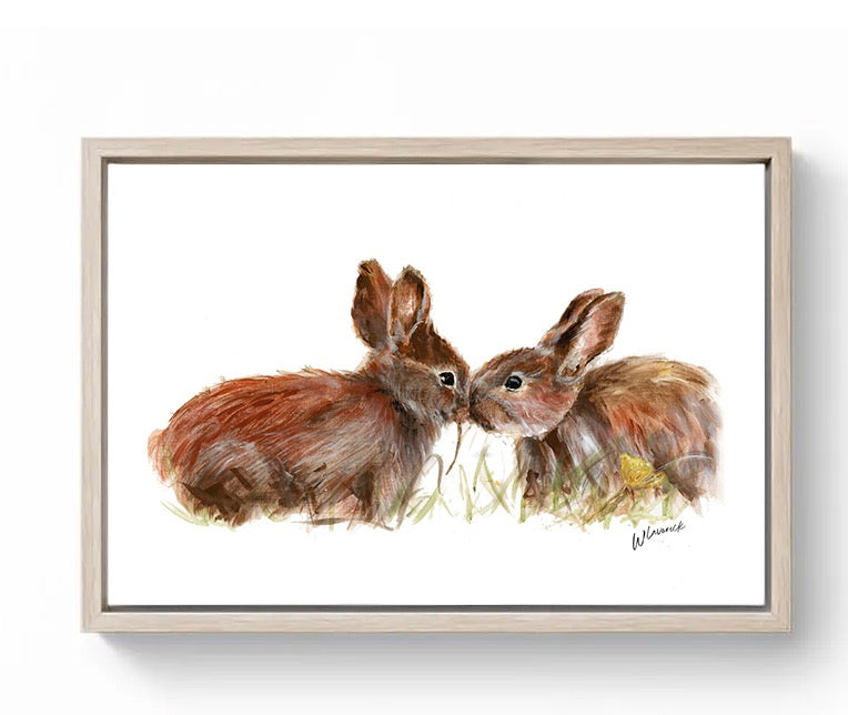 Limited Edition Canvas Print Hazel and Bluebell Bunnies