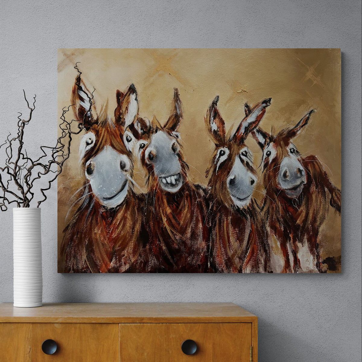 Original "The Quartet of Quirky Donkeys"