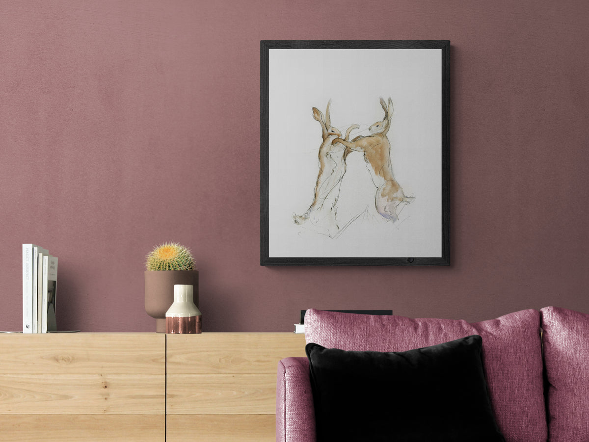 Framed Print Chris and Ben the Boxing Hares