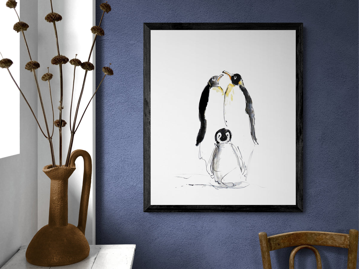 Framed Print Vicky Albert and Granger the Penguins