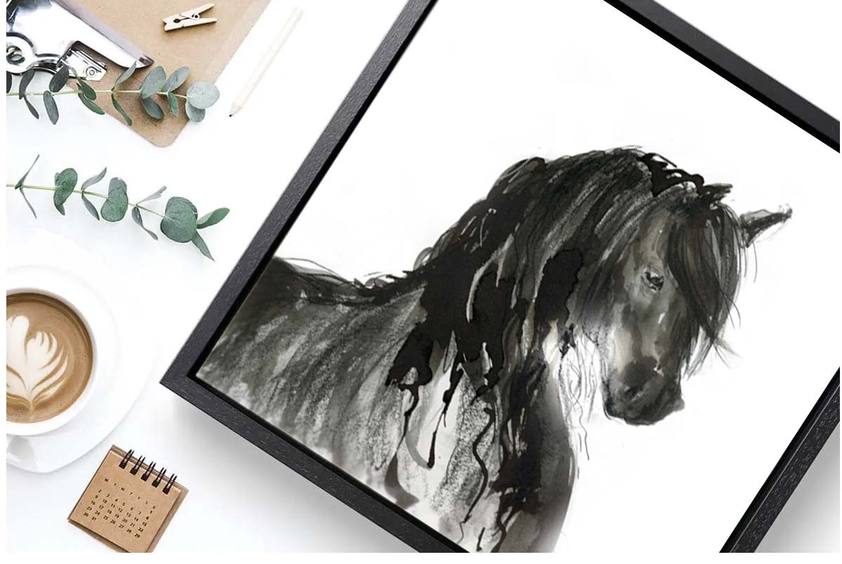 Limited Edition Square Canvas Print Friesian Horse