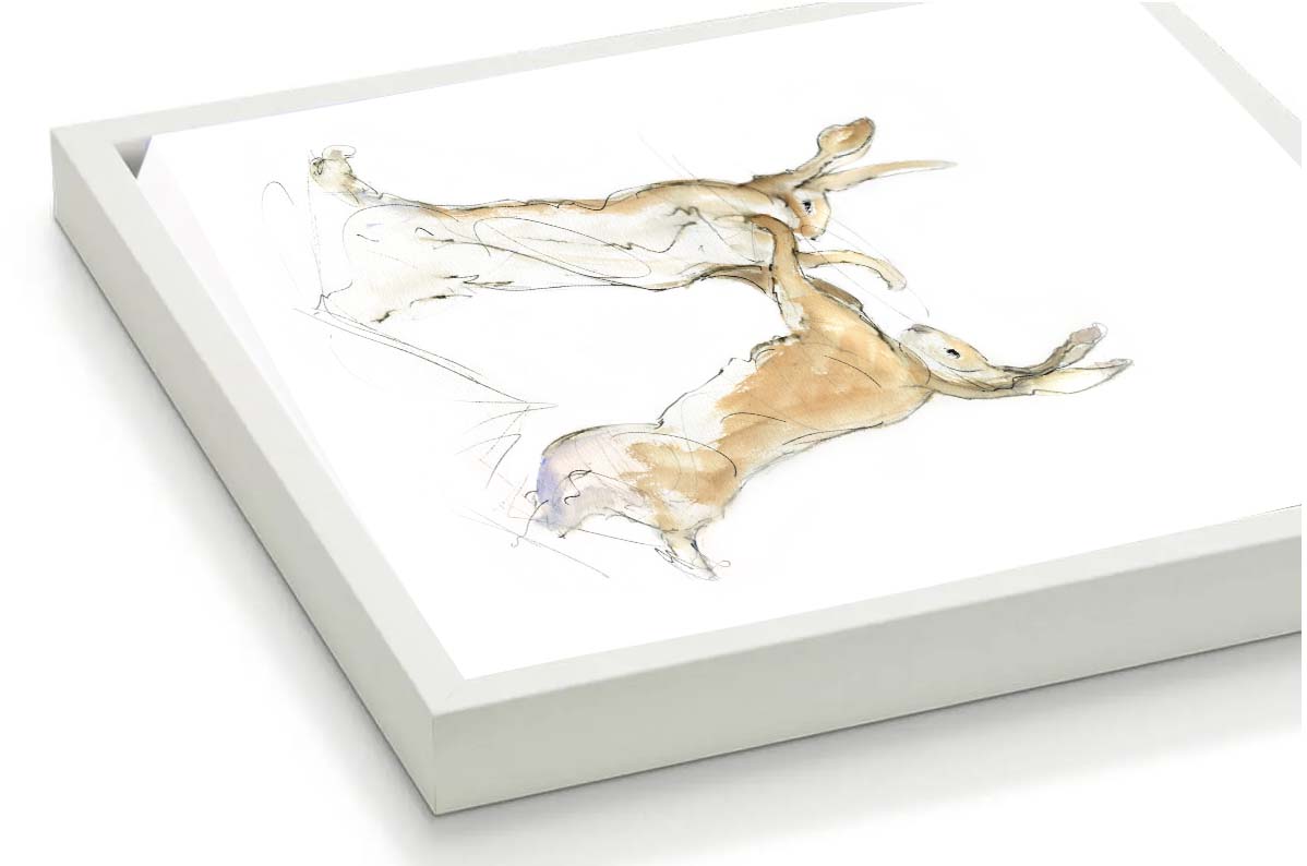 Limited Edition Canvas Print Chris and Ben  the Boxing Hares Bear wood Frame image 1