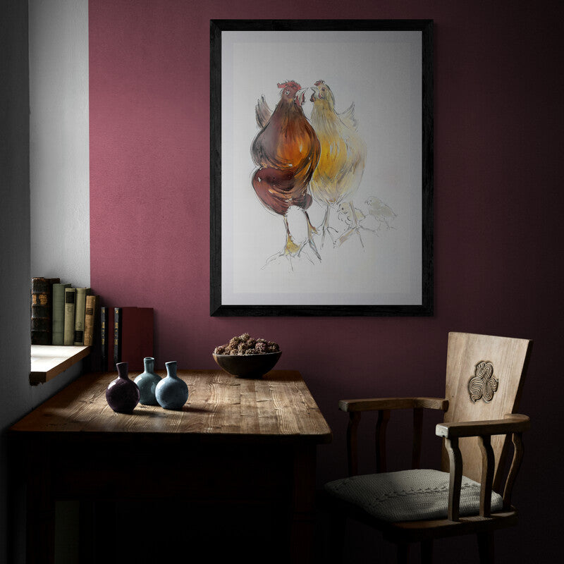 Framed Print Chickens "Cluck and Doodle’s Egg-citing Crew"